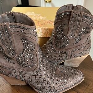 Embellished Brown Ankle Boots